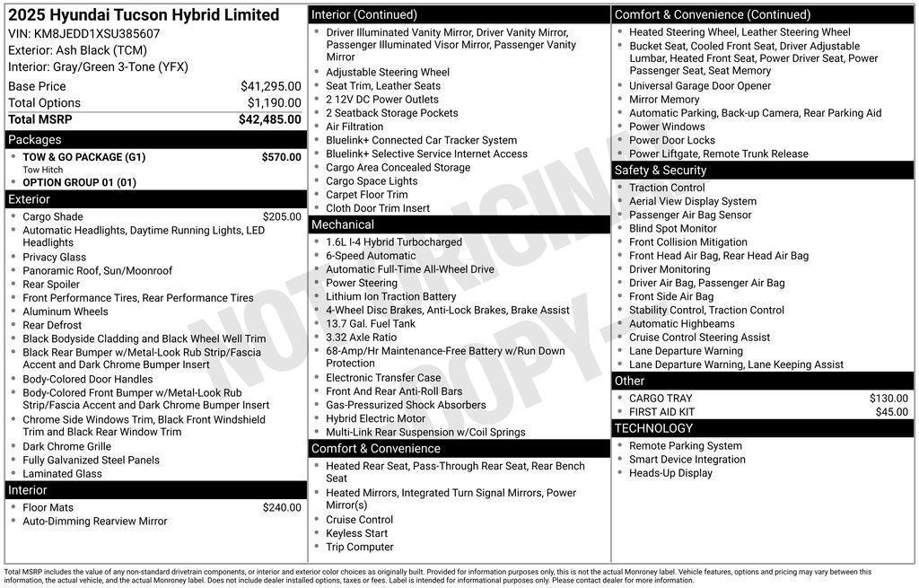 new 2025 Hyundai TUCSON Hybrid car, priced at $40,751