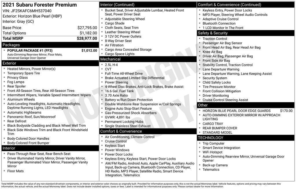 used 2021 Subaru Forester car, priced at $23,177