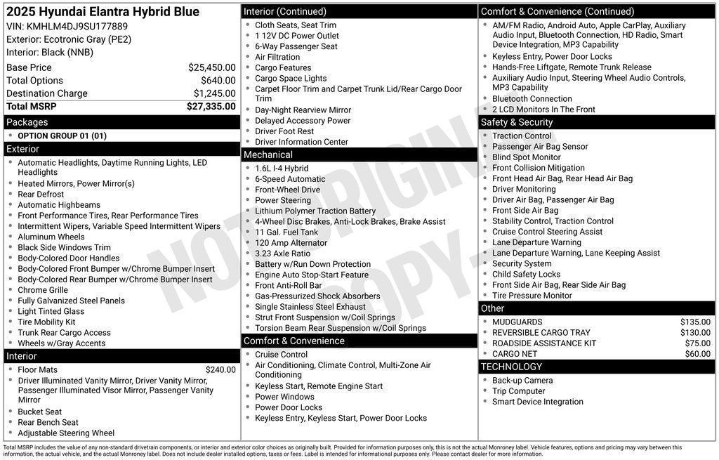 new 2025 Hyundai ELANTRA HEV car, priced at $23,199