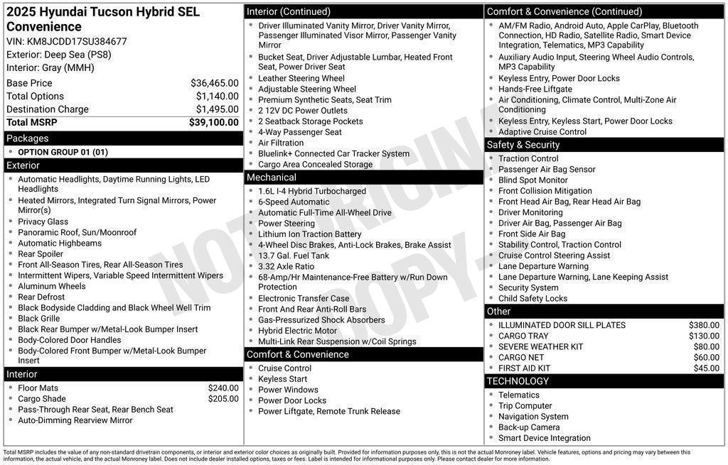 new 2025 Hyundai TUCSON Hybrid car, priced at $33,776