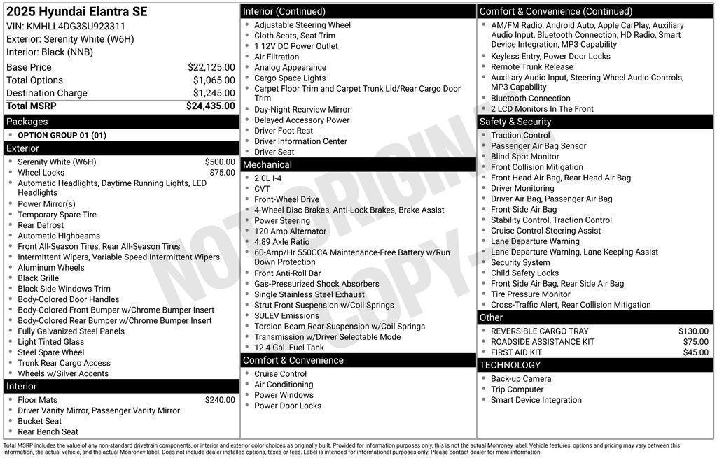 new 2025 Hyundai Elantra car, priced at $21,807