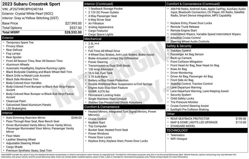 used 2023 Subaru Crosstrek car, priced at $25,132