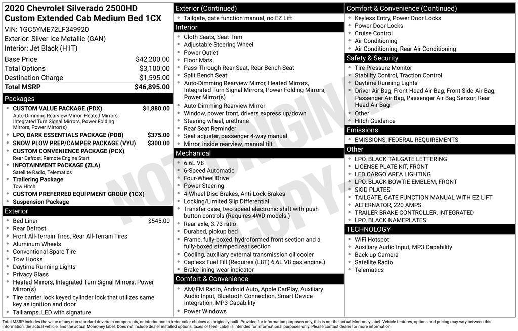 used 2020 Chevrolet Silverado 2500 car, priced at $38,977