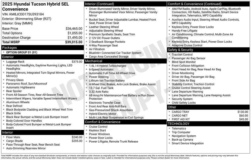 new 2025 Hyundai TUCSON Hybrid car, priced at $33,673