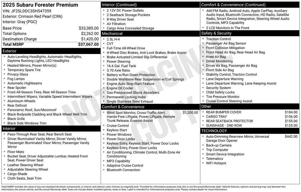 used 2025 Subaru Forester car, priced at $36,023