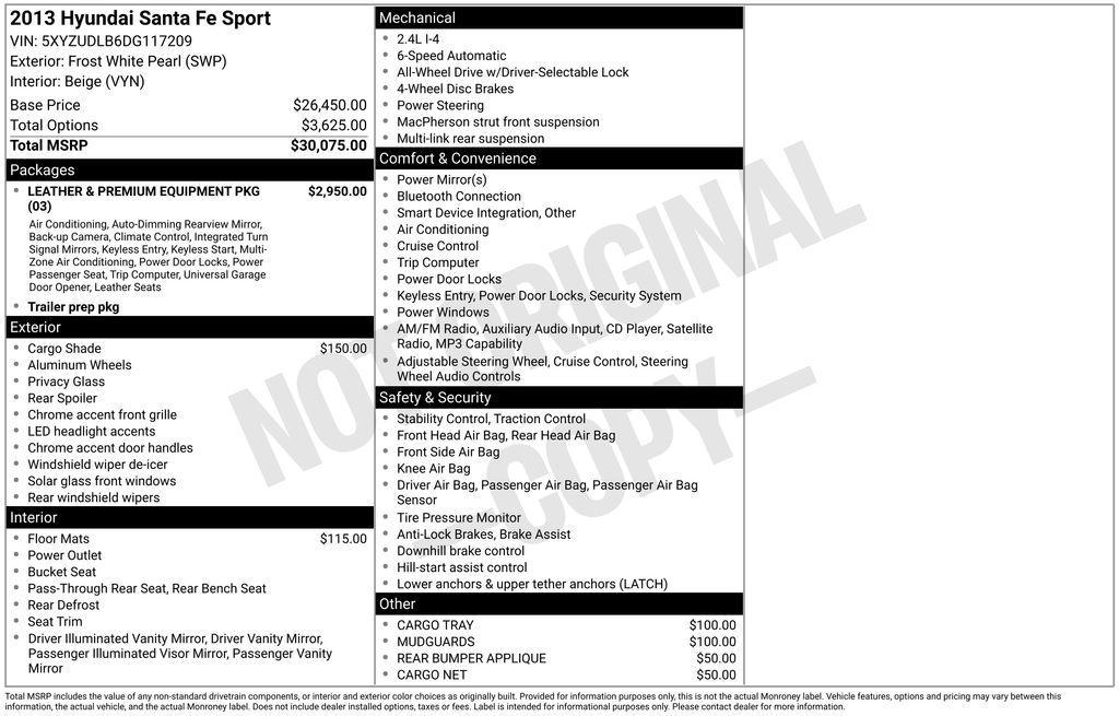 used 2013 Hyundai Santa Fe car, priced at $8,232