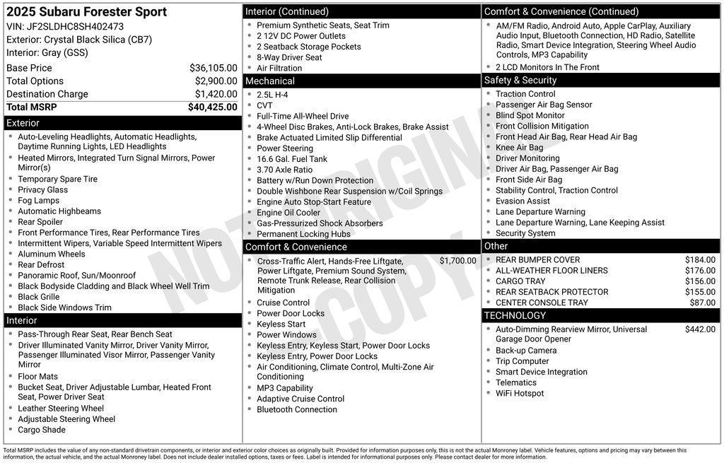 used 2025 Subaru Forester car, priced at $33,215