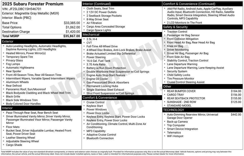 used 2025 Subaru Forester car, priced at $36,023