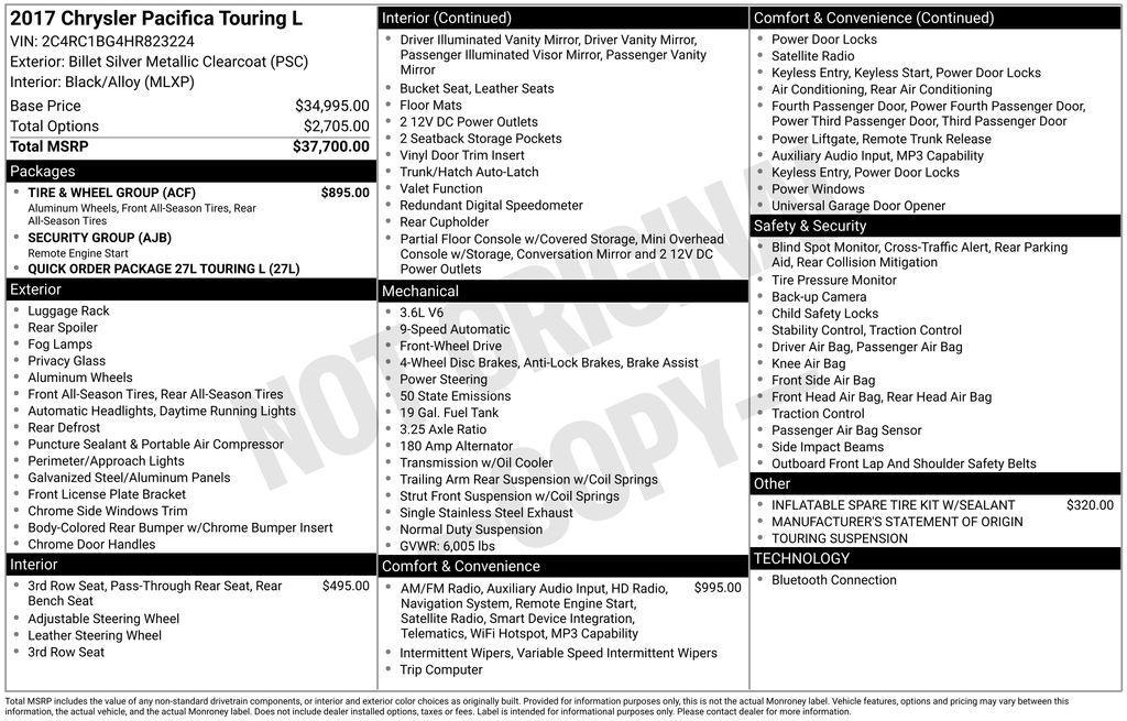 used 2017 Chrysler Pacifica car, priced at $13,977