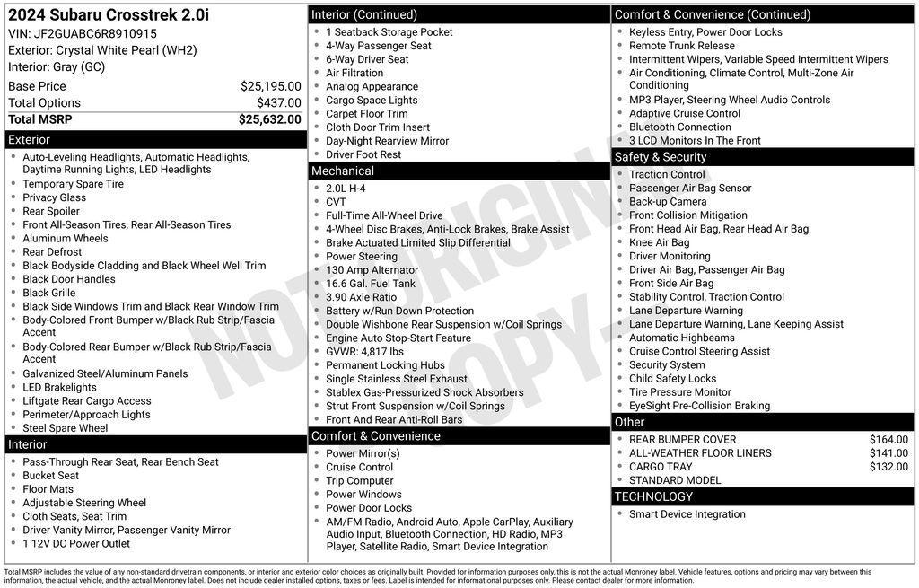 used 2024 Subaru Crosstrek car, priced at $23,781