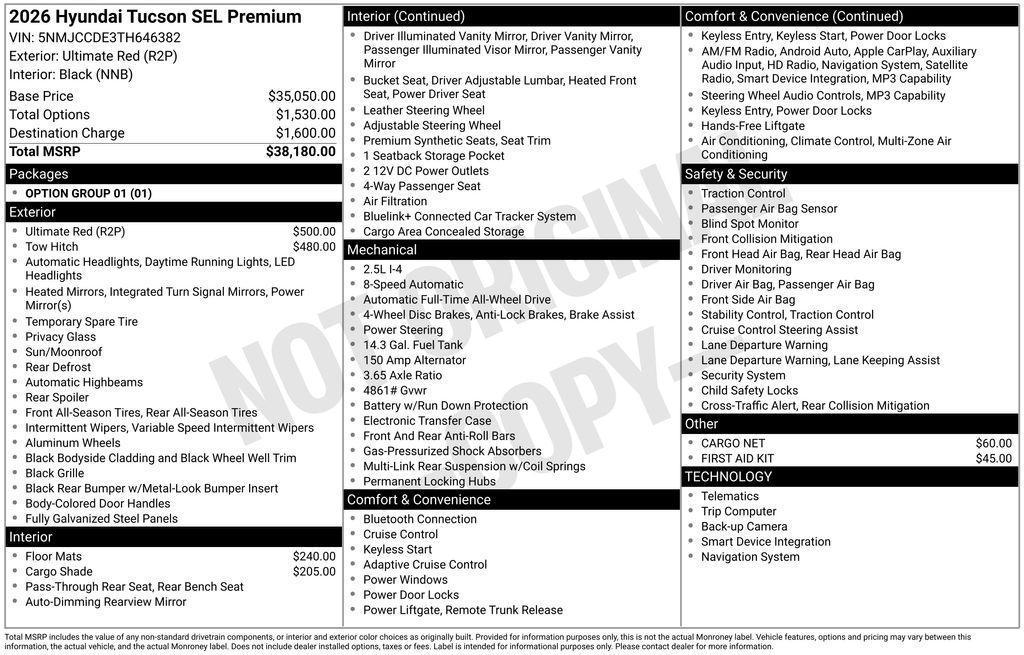 new 2026 Hyundai Tucson car, priced at $35,485