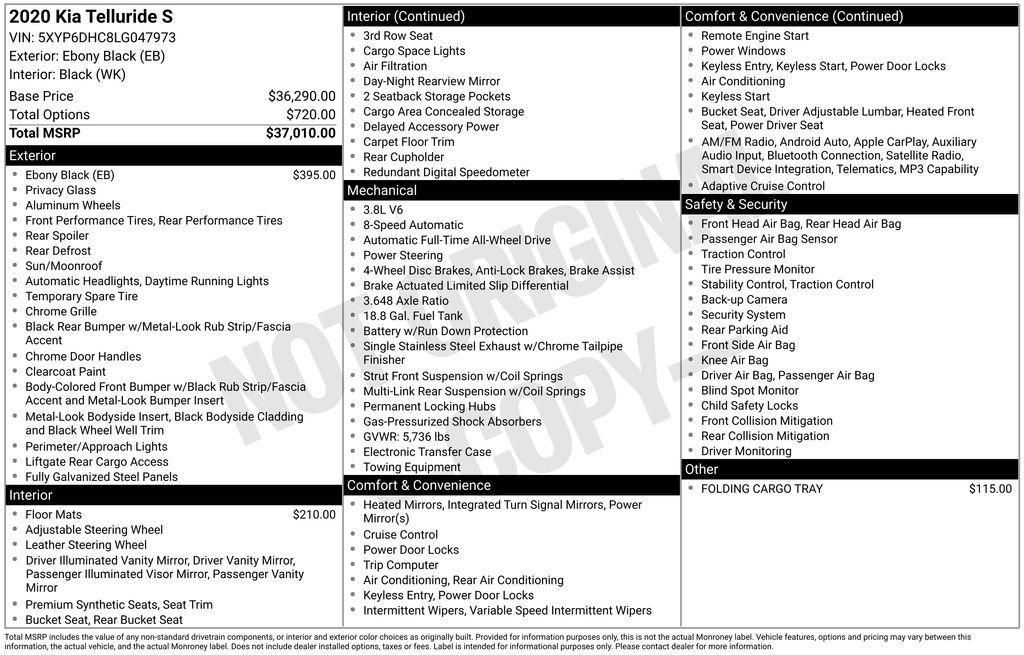 used 2020 Kia Telluride car, priced at $14,847