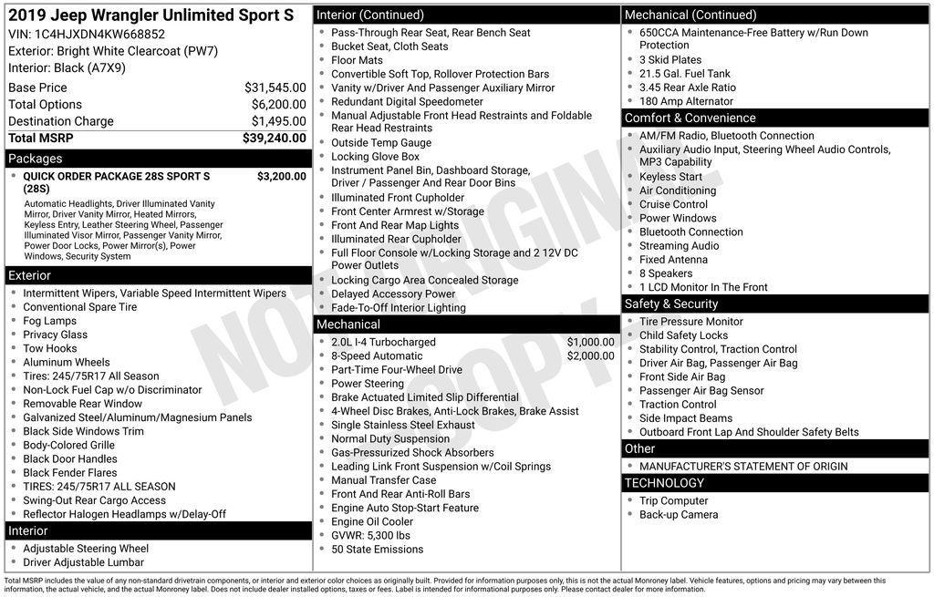 used 2019 Jeep Wrangler Unlimited car, priced at $26,599