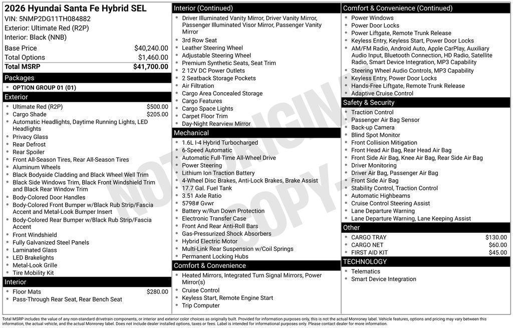 new 2026 Hyundai SANTA FE HEV car, priced at $38,445