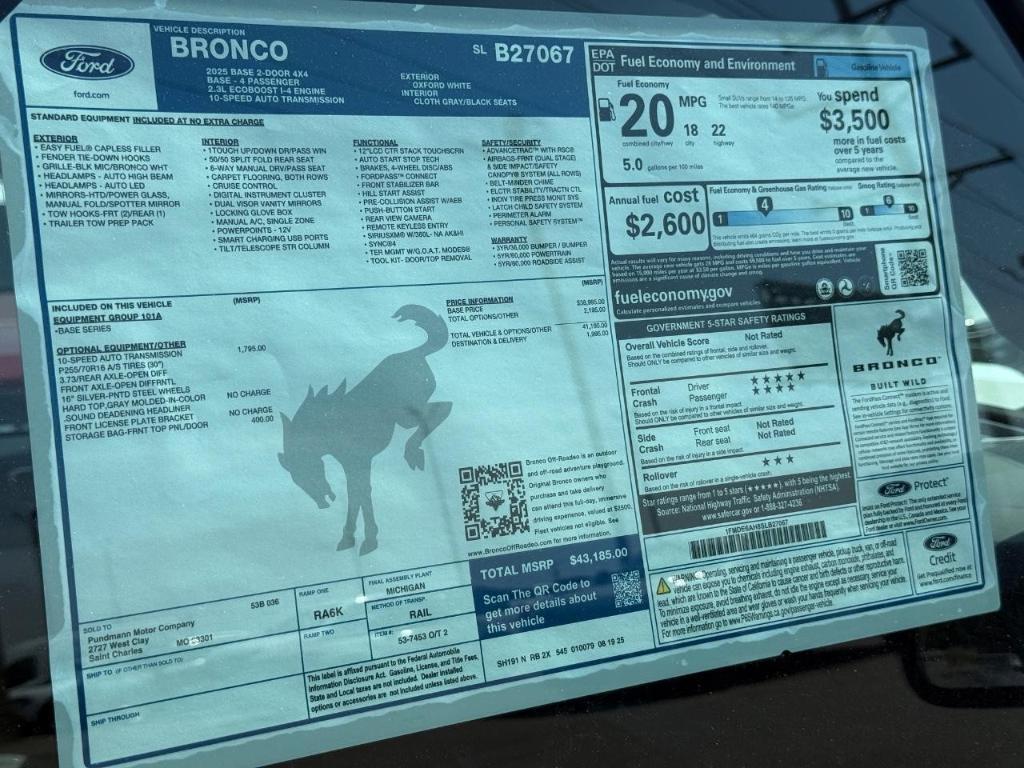 new 2025 Ford Bronco car, priced at $39,730