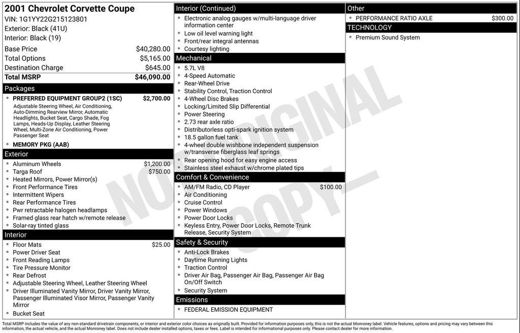 used 2001 Chevrolet Corvette car, priced at $22,687