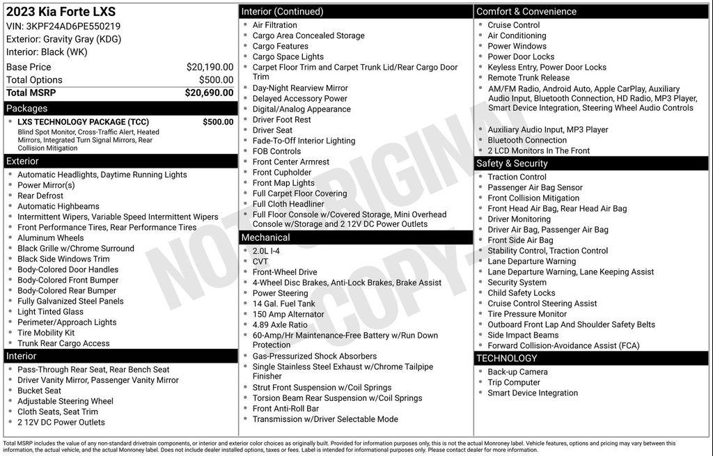 used 2023 Kia Forte car, priced at $18,771