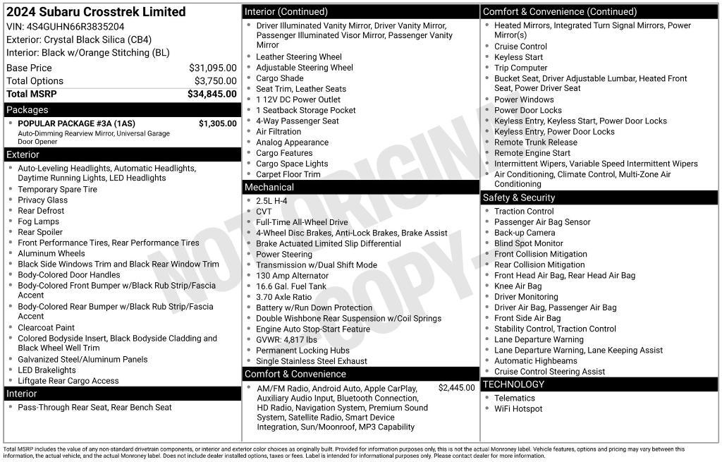 used 2024 Subaru Crosstrek car, priced at $32,571