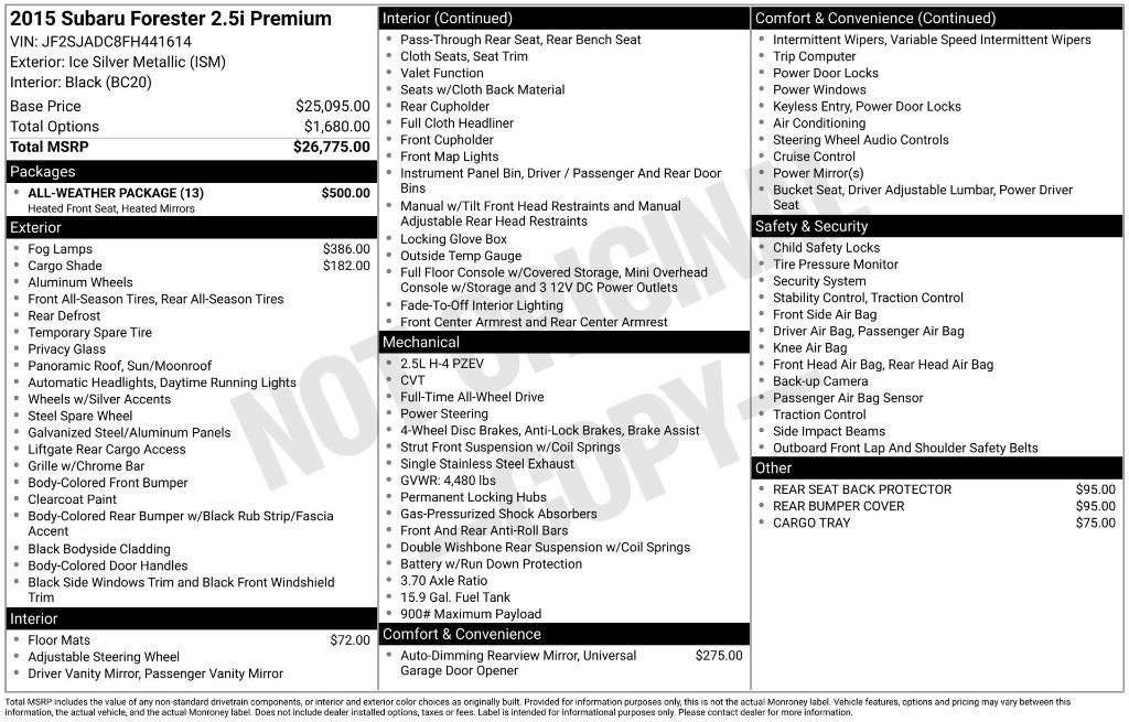 used 2015 Subaru Forester car, priced at $12,771