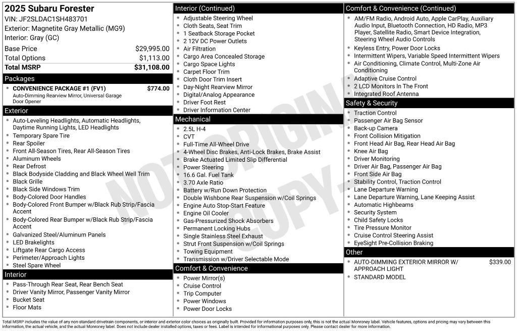 used 2025 Subaru Forester car, priced at $29,571