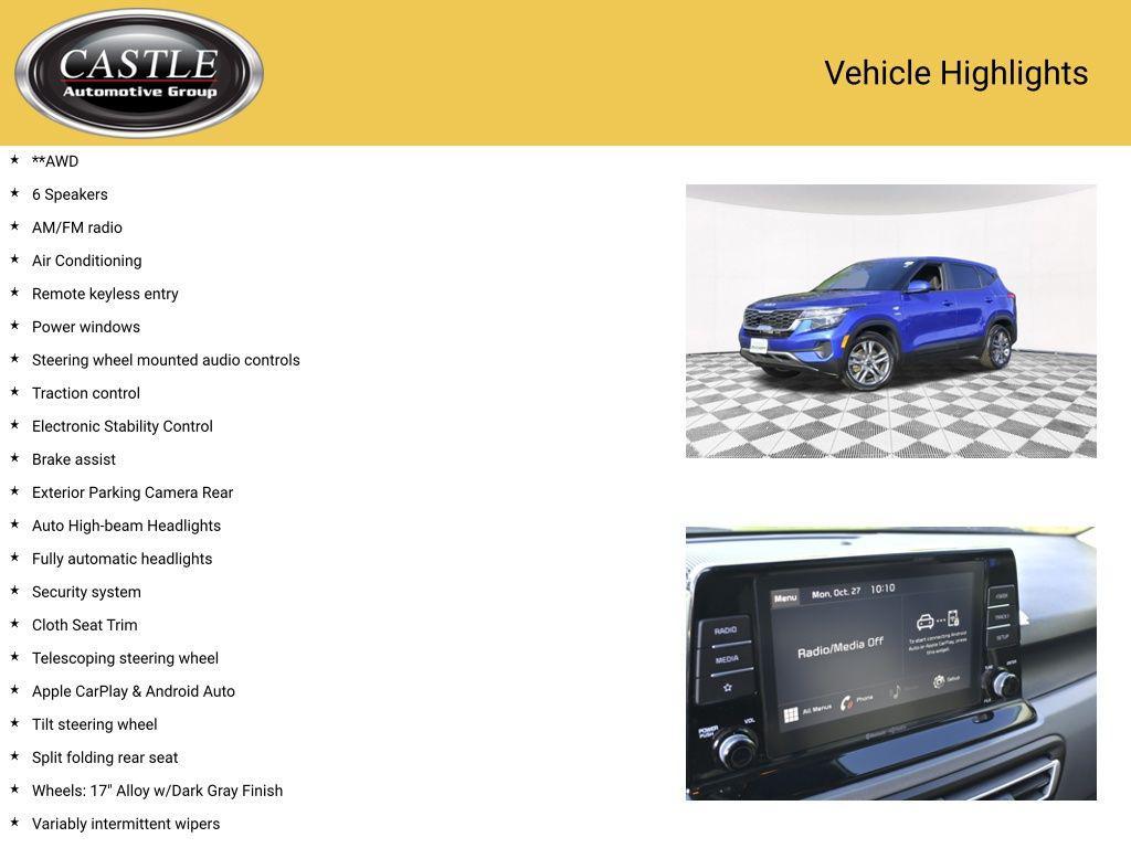 used 2022 Kia Seltos car, priced at $18,345