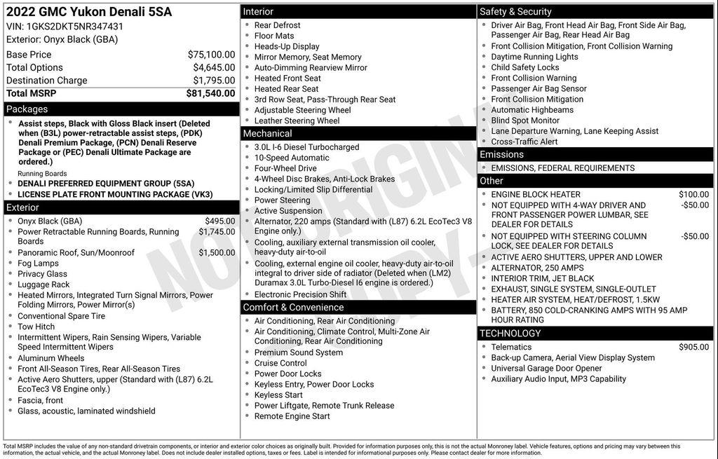 used 2022 GMC Yukon car, priced at $58,658