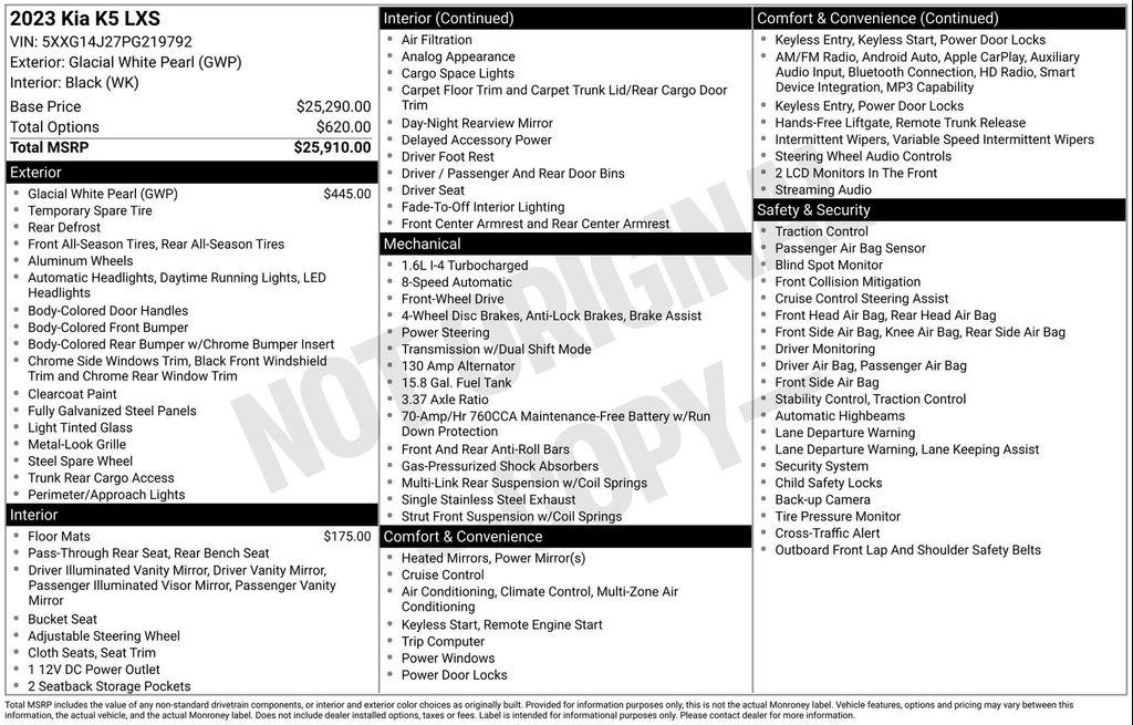 used 2023 Kia K5 car, priced at $19,797