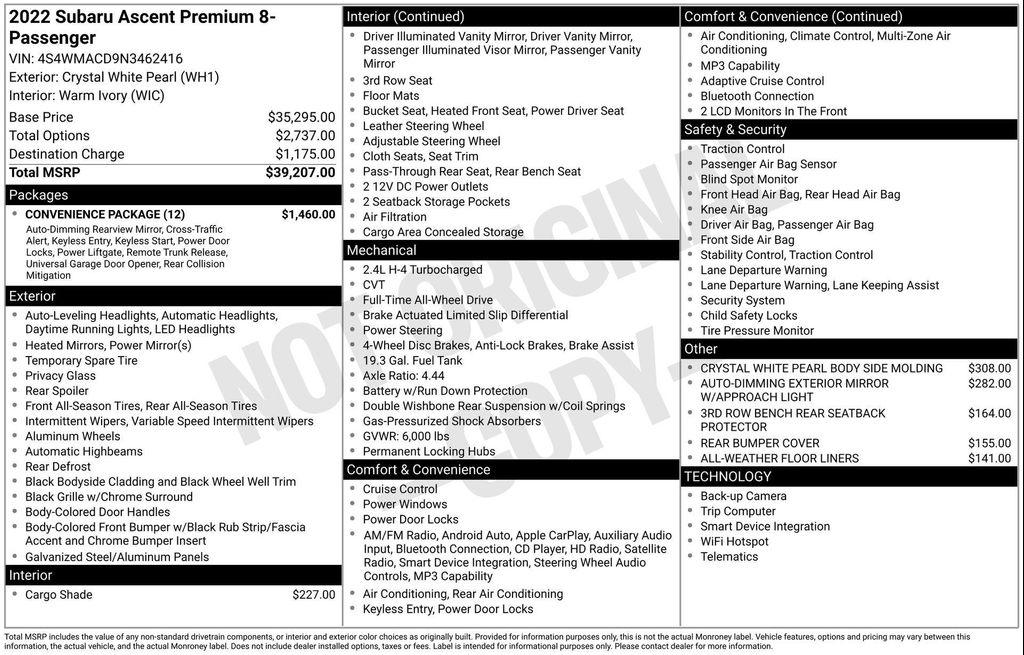 used 2022 Subaru Ascent car, priced at $23,266