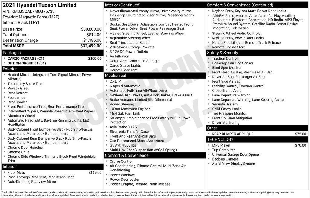 used 2021 Hyundai Tucson car, priced at $20,608