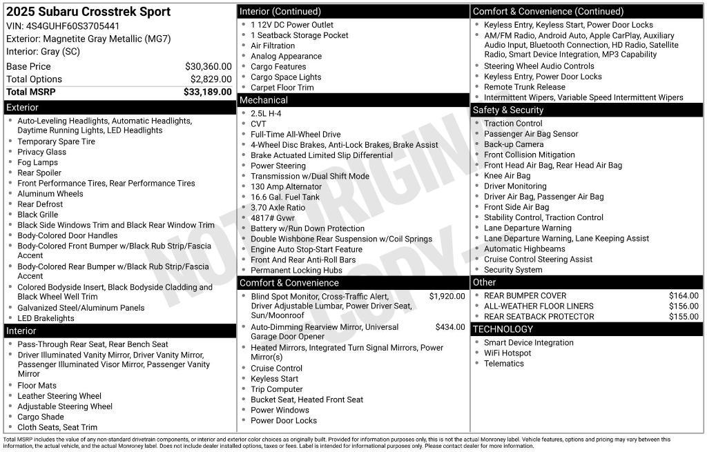 used 2025 Subaru Crosstrek car, priced at $29,777