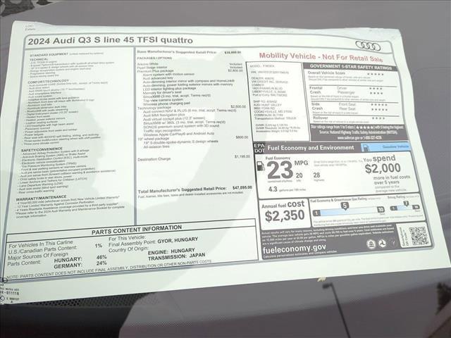 new 2024 Audi Q3 car, priced at $47,095