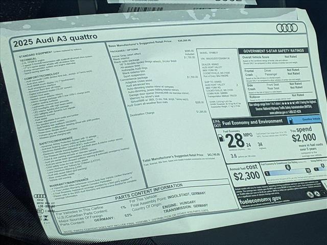 new 2025 Audi A3 car, priced at $38,422