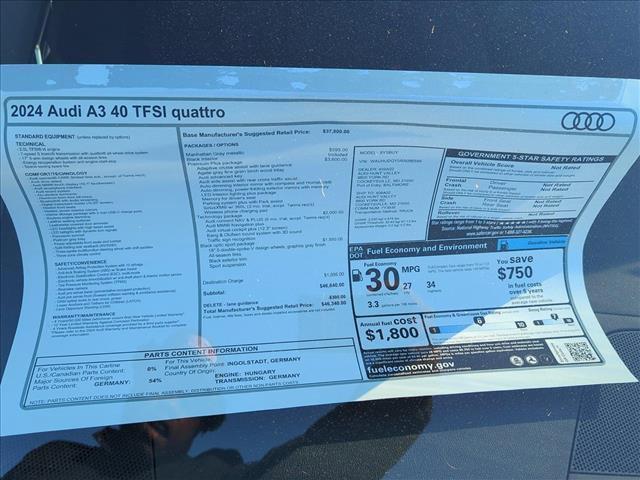 new 2024 Audi A3 car, priced at $46,340