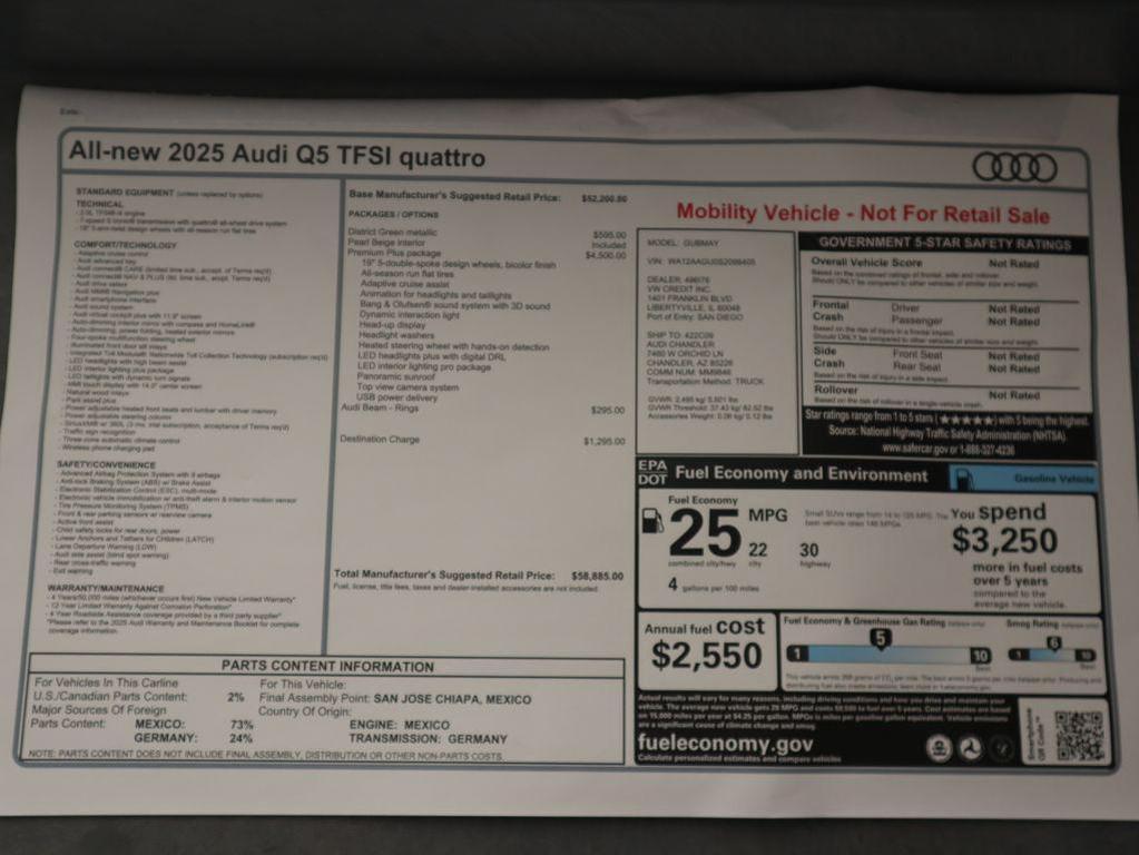 used 2025 Audi Q5 car, priced at $58,885