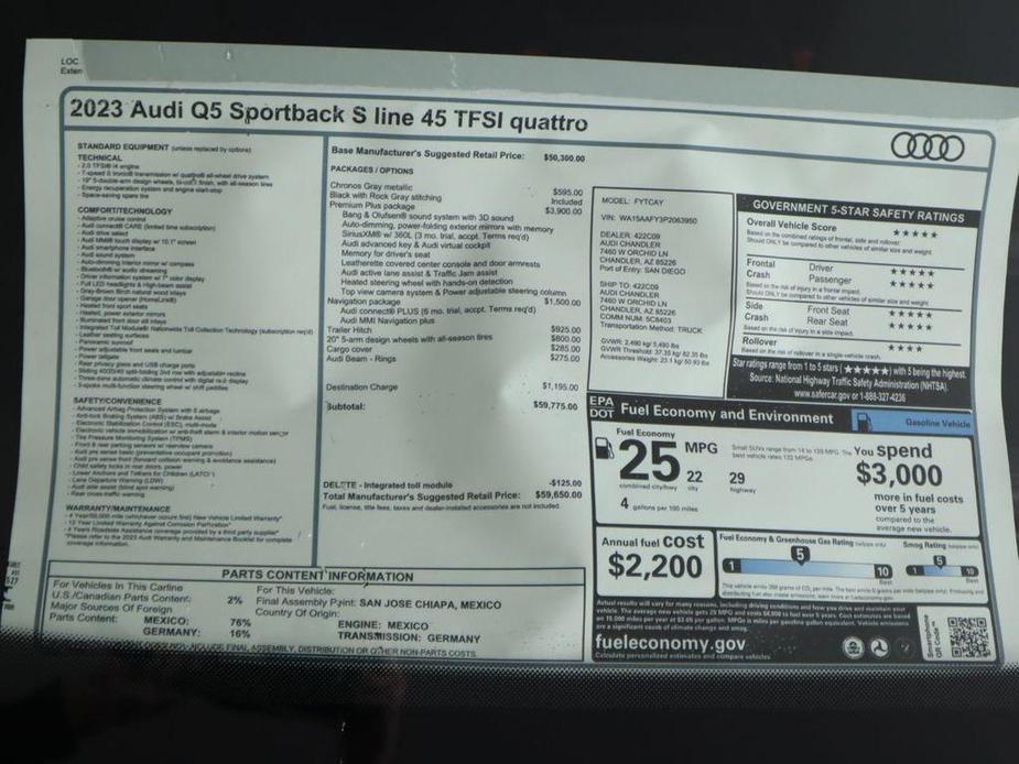 used 2023 Audi Q5 car, priced at $59,650