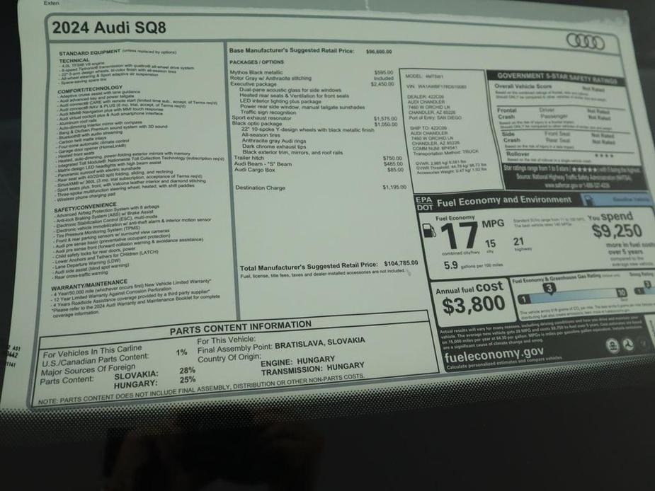 new 2024 Audi SQ8 car, priced at $104,785