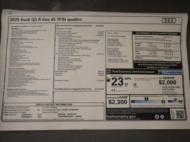 new 2025 Audi Q3 car, priced at $47,065