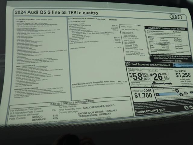 new 2024 Audi Q5 e car, priced at $63,775