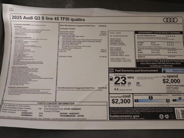 new 2025 Audi Q3 car, priced at $43,925