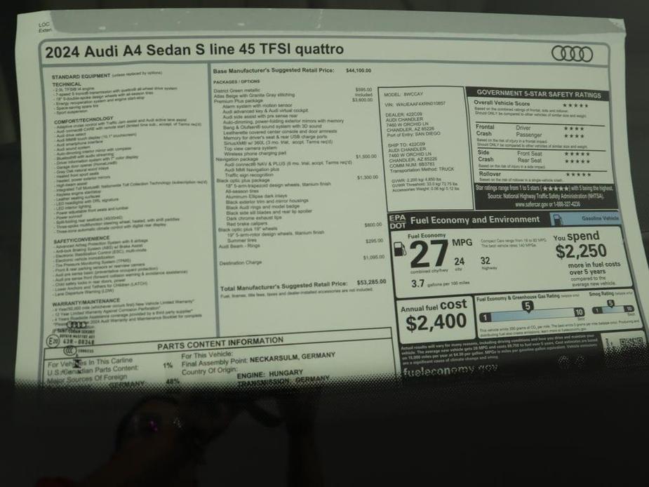 new 2024 Audi A4 car, priced at $53,285