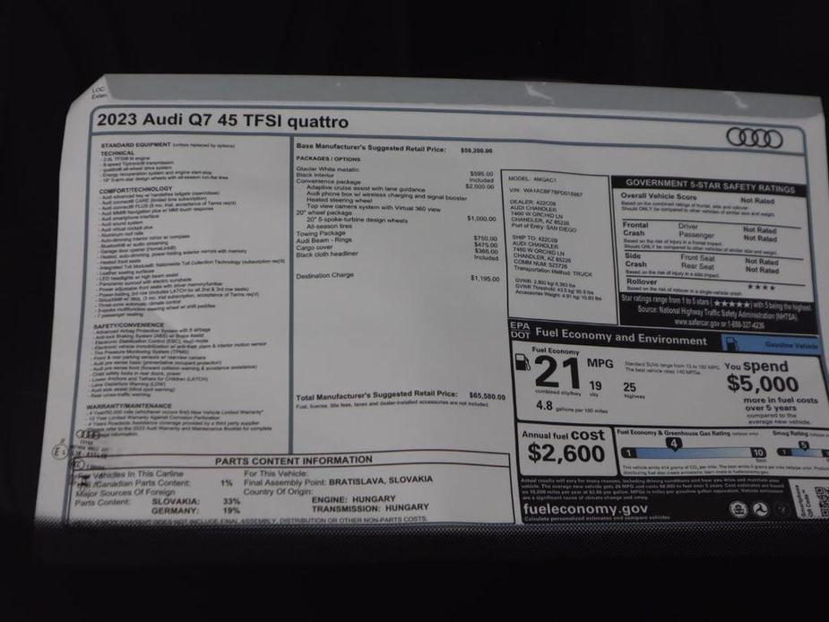 used 2023 Audi Q7 car, priced at $54,900