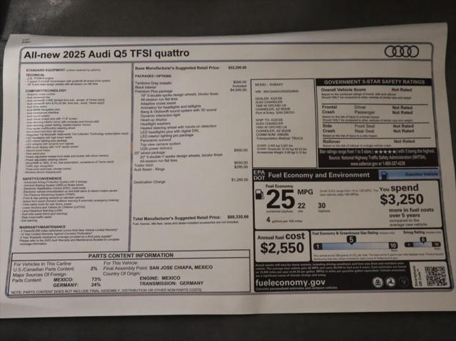 new 2025 Audi Q5 car, priced at $60,335