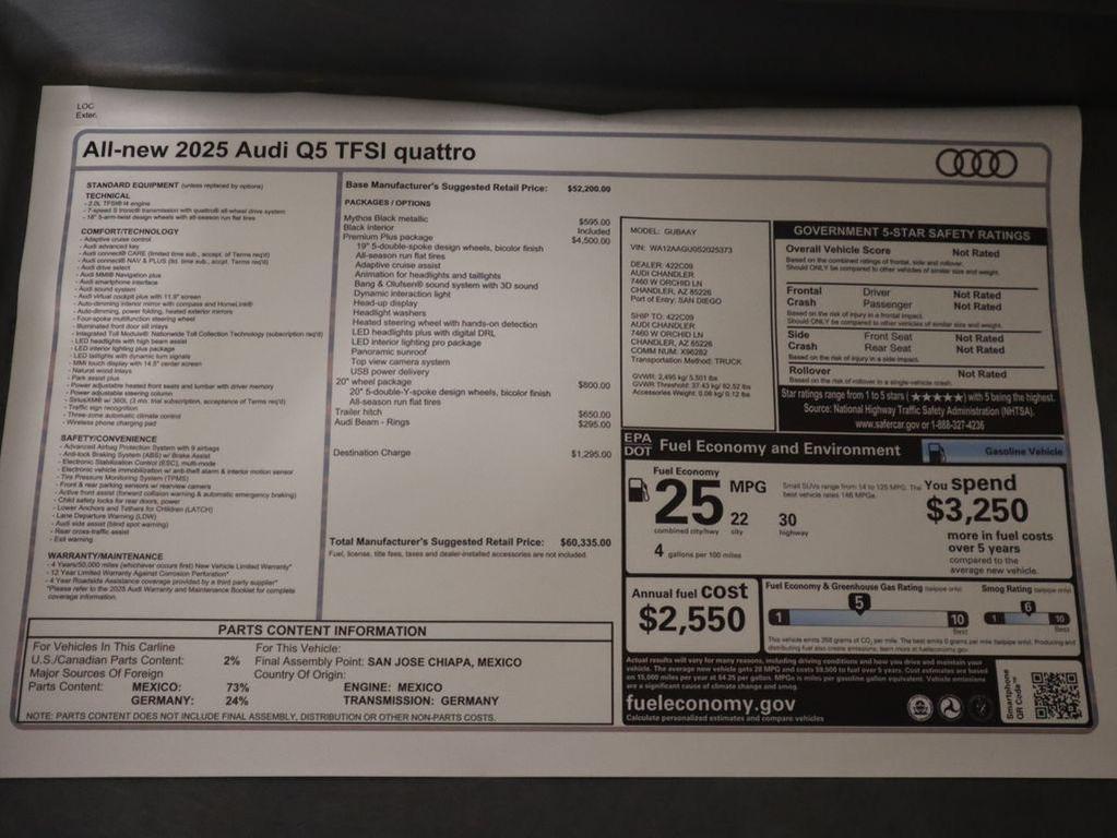 new 2025 Audi Q5 car, priced at $60,335