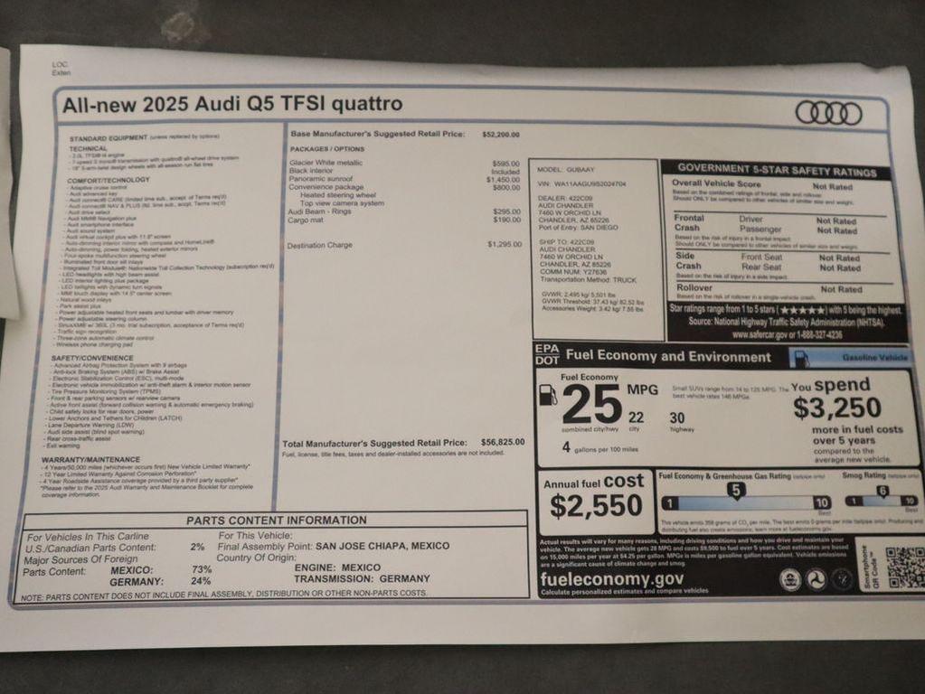 new 2025 Audi Q5 car, priced at $56,825