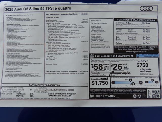 new 2025 Audi Q5 car, priced at $68,300