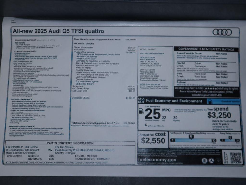 new 2025 Audi Q5 car, priced at $59,300