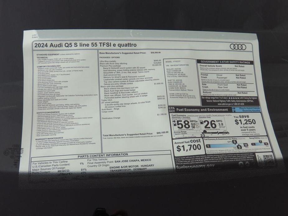 new 2024 Audi Q5 e car, priced at $68,100