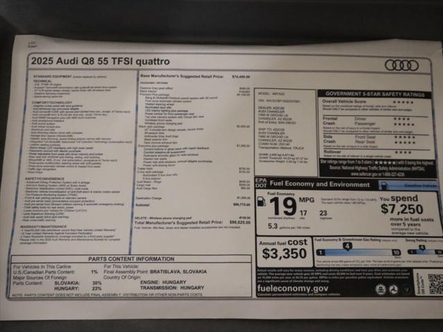 new 2025 Audi Q8 car, priced at $86,625