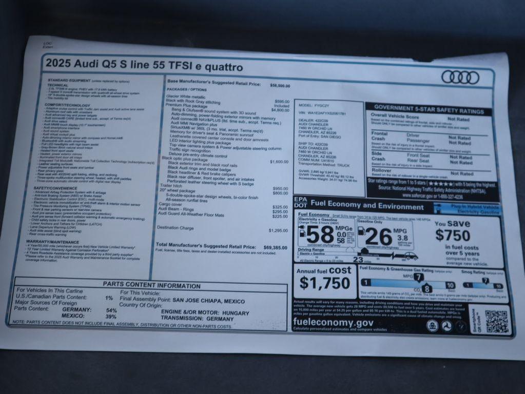 new 2025 Audi Q5 car, priced at $69,385