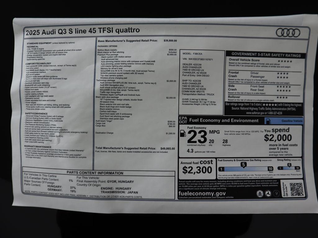 new 2025 Audi Q3 car, priced at $49,065